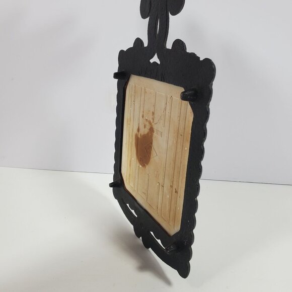 MCM Cast Metal Ceramic Tile Wall Plaque Trivet Vintage Apology Birds Flowers - Picture 13 of 14